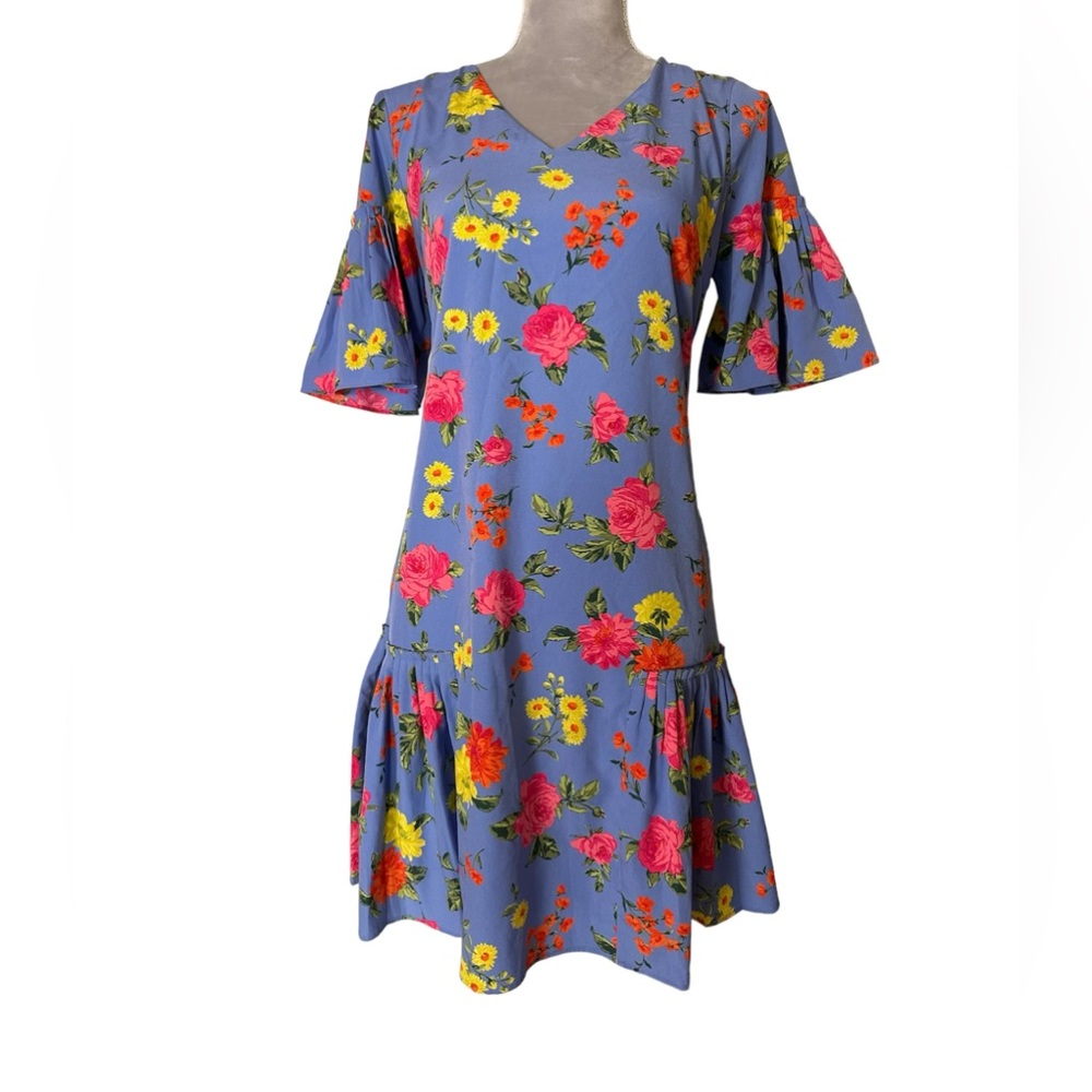 Ann Taylor floral drop waist ruffle dress size 4